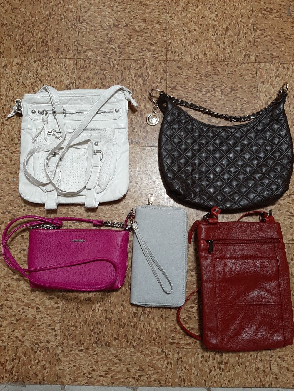 Calvin Klein,Sak,Maurice White,Red Faux Leather Bags, New Wallet Faux. Lot 5